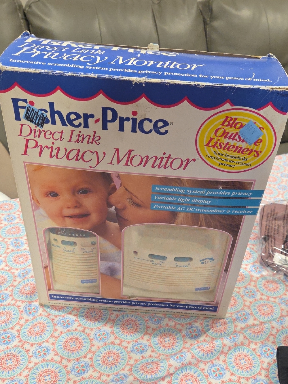 Vintage Fisher-Price Privacy Monitor Box in Blue, White and Pink